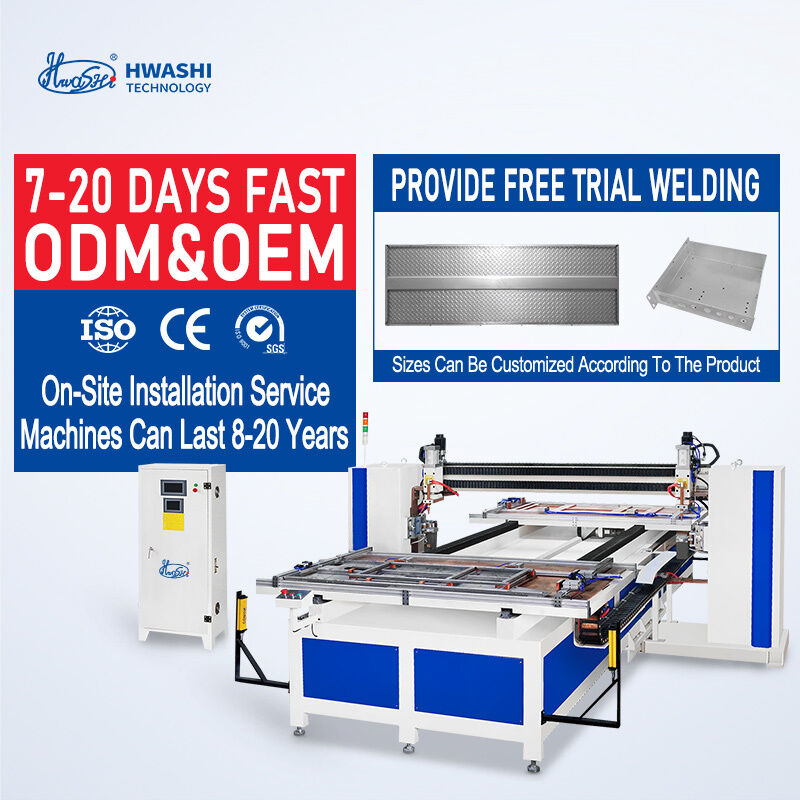 6-16 স্বাধীনভাবে নিয়ন্ত্রিত ওয়েল্ডিং হেড, পিএলসি-ভিত্তিক নিয়ন্ত্রণ ব্যবস্থা এবং আইজিবিটি ইনভার্টার পাওয়ার সাপ্লাই সহ হুয়াশি স্বয়ংক্রিয় তারের জাল স্পট ওয়েল্ডিং মেশিন